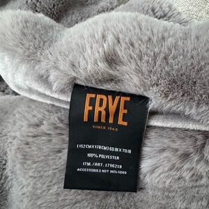 FRYE Plush Gray Faux Fur Blanket